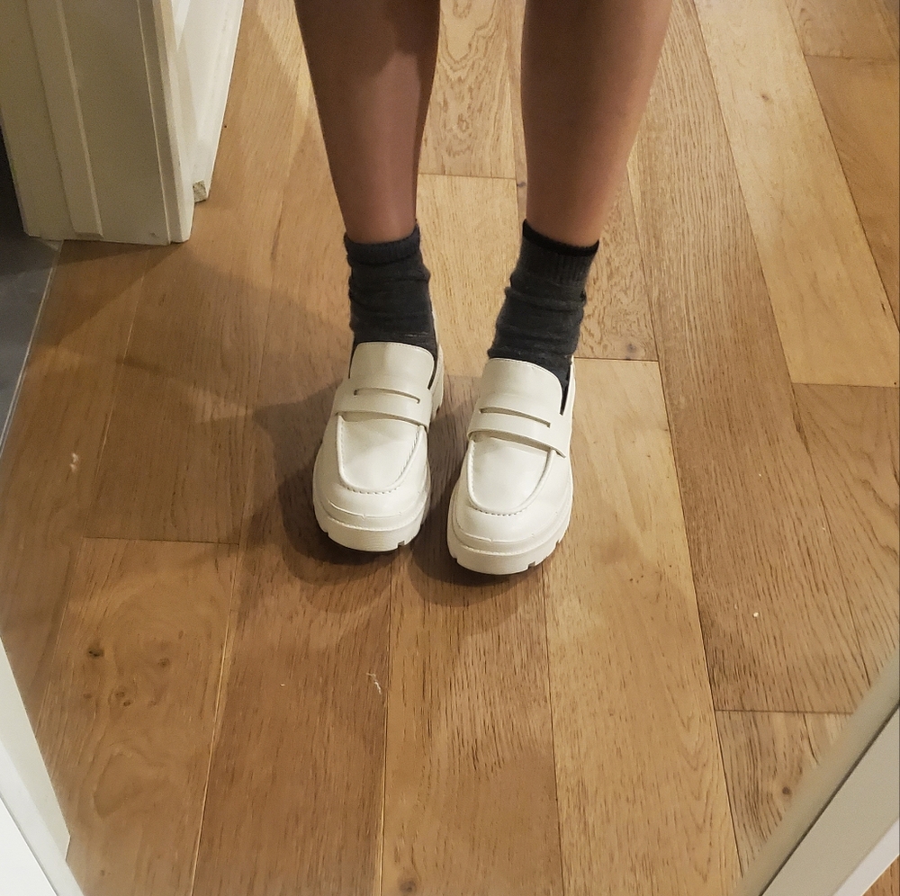 Zara white chunky loafers